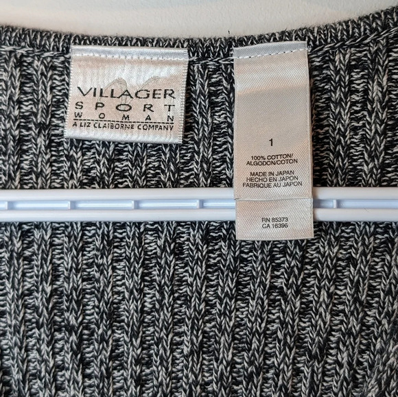 Vintage Salt Pepper V  Neck Long Sleeve Knit Sweater Women Size 1 - Picture 4 of 8